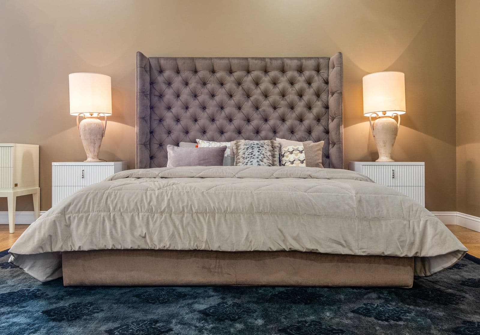 Luxurious master bedroom interior with refined decor